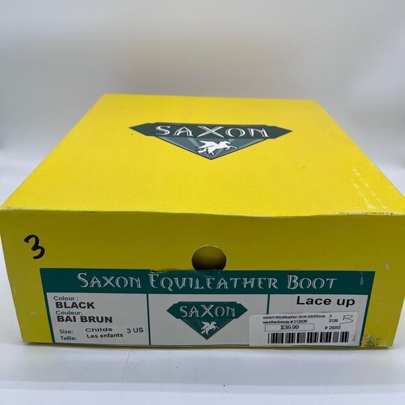 Saxon Equileather Childs Lace Paddock Boots Youth 3 Black - Picture 2 of 6